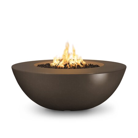 The Outdoor Plus 48 Round Sedona Fire Pit - GFRC Concrete - Chocolate - Match Lit with Flame Sense - Natural Gas OPT-SEDWL48FSML-CHC-NG